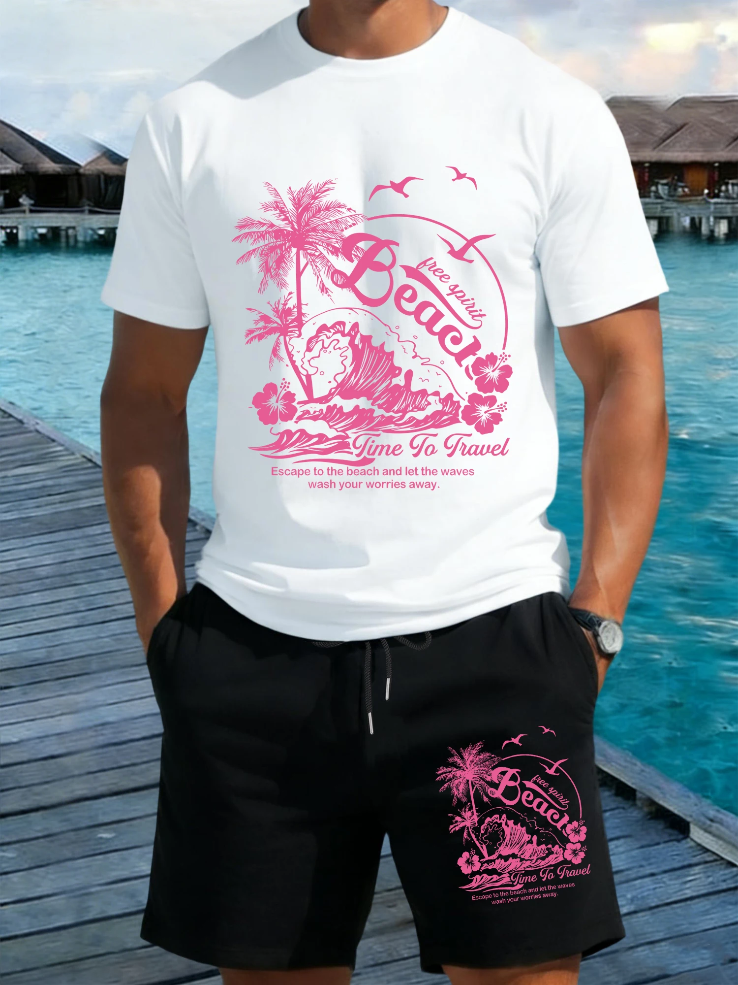 Time To Travel Beach Wave Printed Men T Shirt Suits Crewneck Cotton T-Shirt Summer Drawstring Pant Loose Wide-Leg Shorts
Time To Travel Beach Wave Printed Men T Shirt Suits Crewneck Cotton T-Shirt Summer Drawstring Pant Loose Wide-Leg Shorts