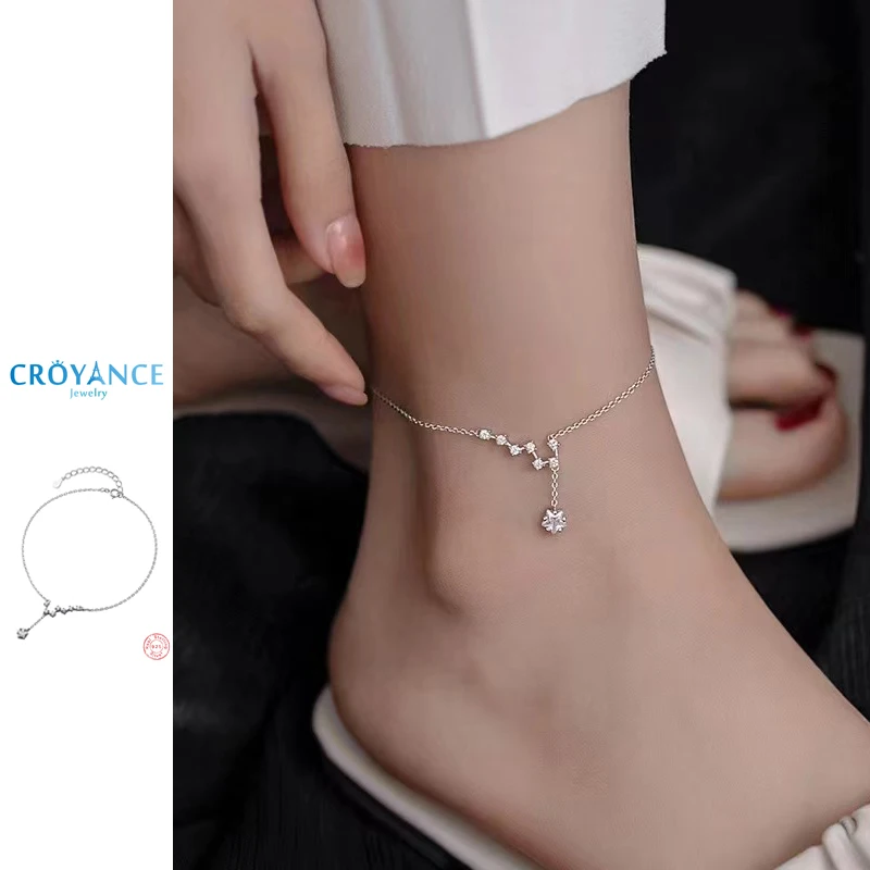 925 Sterling Silver Jewelry Elegant Lightning Seven Star Zircon Long Chain Pendant Anklets Women Sexy Barefoot Sandal Foot Chain
925 Sterling Silver Jewelry Elegant Lightning Seven Star Zircon Long Chain Pendant Anklets Women Sexy Barefoot Sandal Foot Chain