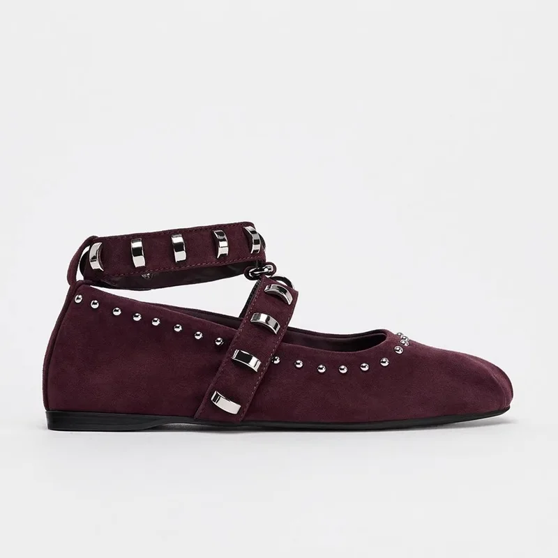 2025 Spring Fashion Metal Decor Faux Suede Mary Janes Women Ballet Flats Rivet Ankle Strap Dance Walking Loafers Girls Shoes
2025 Spring Fashion Metal Decor Faux Suede Mary Janes Women Ballet Flats Rivet Ankle Strap Dance Walking Loafers Girls Shoes