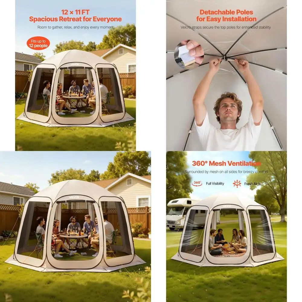 12ft x 11ft Pop-Up Screen House Tent for 10-12 People with Carry Bag, Netting, and Ground Stakes, Easy Setup, Outdoor Canopy
12ft x 11ft Pop-Up Screen House Tent for 10-12 People with Carry Bag, Netting, and Ground Stakes, Easy Setup, Outdoor Canopy