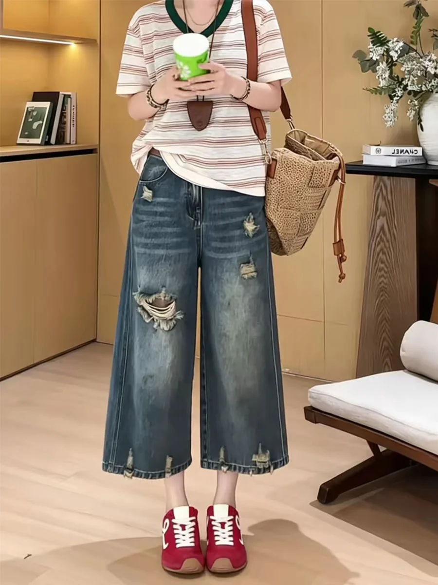 High Waist Wide Leg Jeans Women's Summer Slimming Straight Cut Torn Denim Pants plus Size Vintage Eighteen Style
High Waist Wide Leg Jeans Women's Summer Slimming Straight Cut Torn Denim Pants plus Size Vintage Eighteen Style