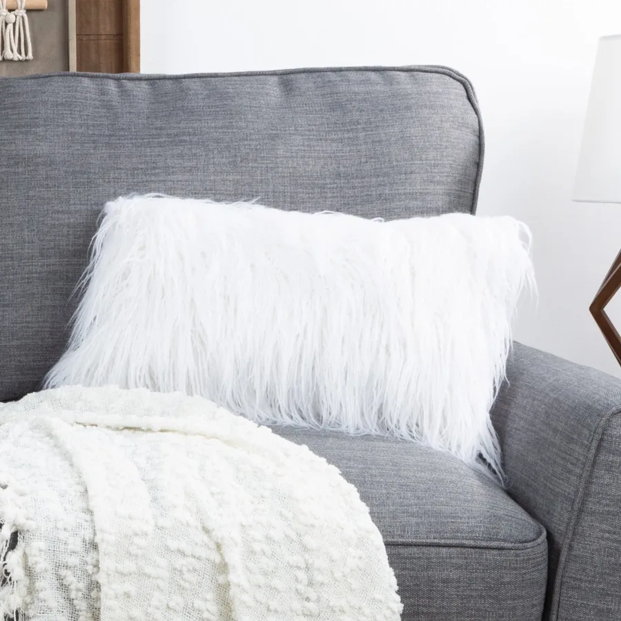 Mongolian Faux Fur Lumbar Pillow Cover and Insert- White, Adult, 1-piece
Mongolian Faux Fur Lumbar Pillow Cover and Insert- White, Adult, 1-piece