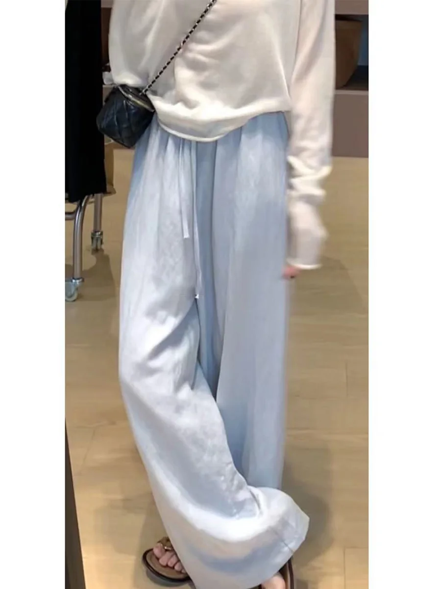 Light Blue Summer High Waist Loose Straight Leg Ice Silk Wide Leg Pants Women's Casual Trousers Comfortable Loose Fit Walking...
Light Blue Summer High Waist Loose Straight Leg Ice Silk Wide Leg Pants Women's Casual Trousers Comfortable Loose Fit Walking...