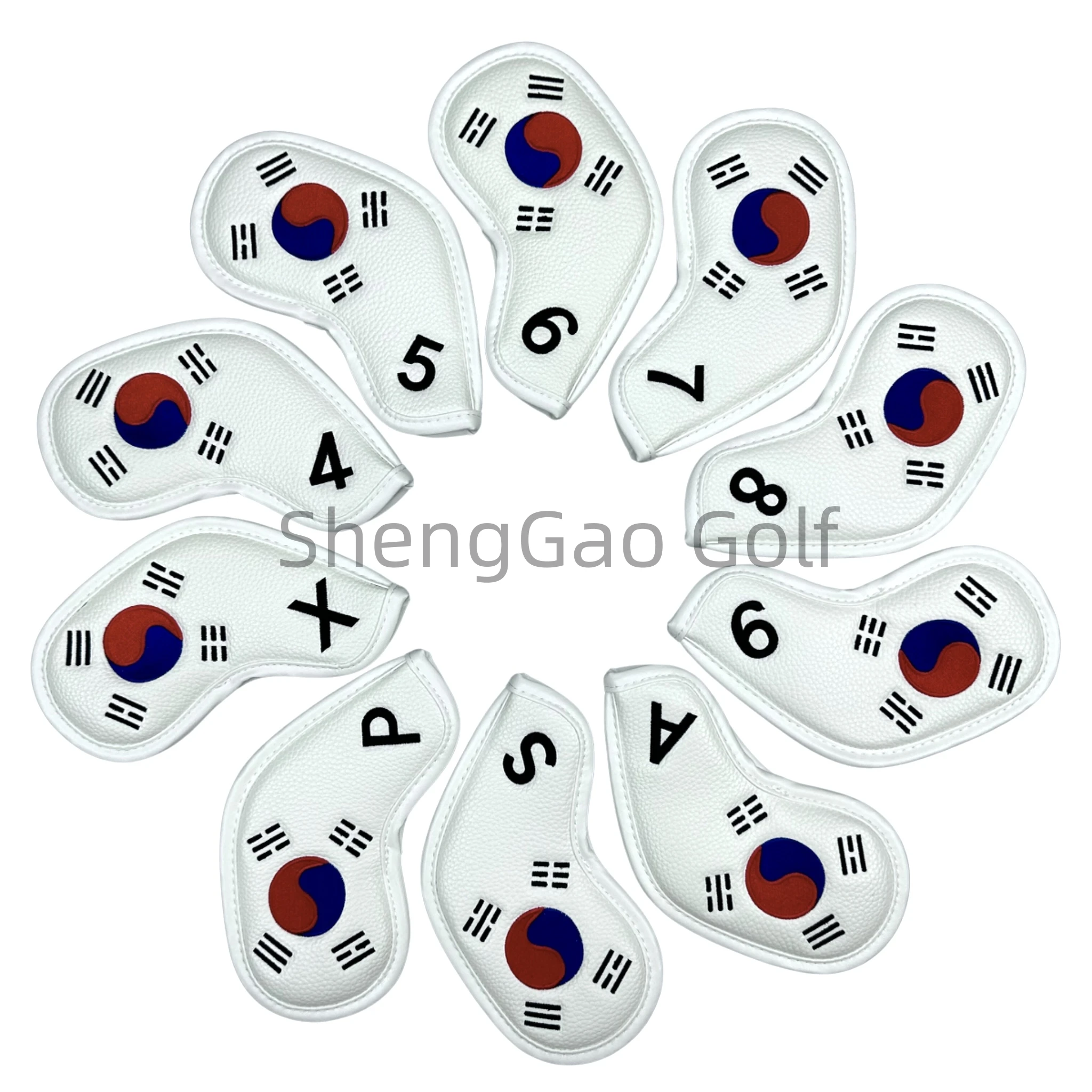 10pcs/Set Golf Korean flag Iron Head Cover Golf Iron Cover 4 5 6 7 8 9 P A S X Iron Head Cover Universal Golf Accessories
10pcs/Set Golf Korean flag Iron Head Cover Golf Iron Cover 4 5 6 7 8 9 P A S X Iron Head Cover Universal Golf Accessories