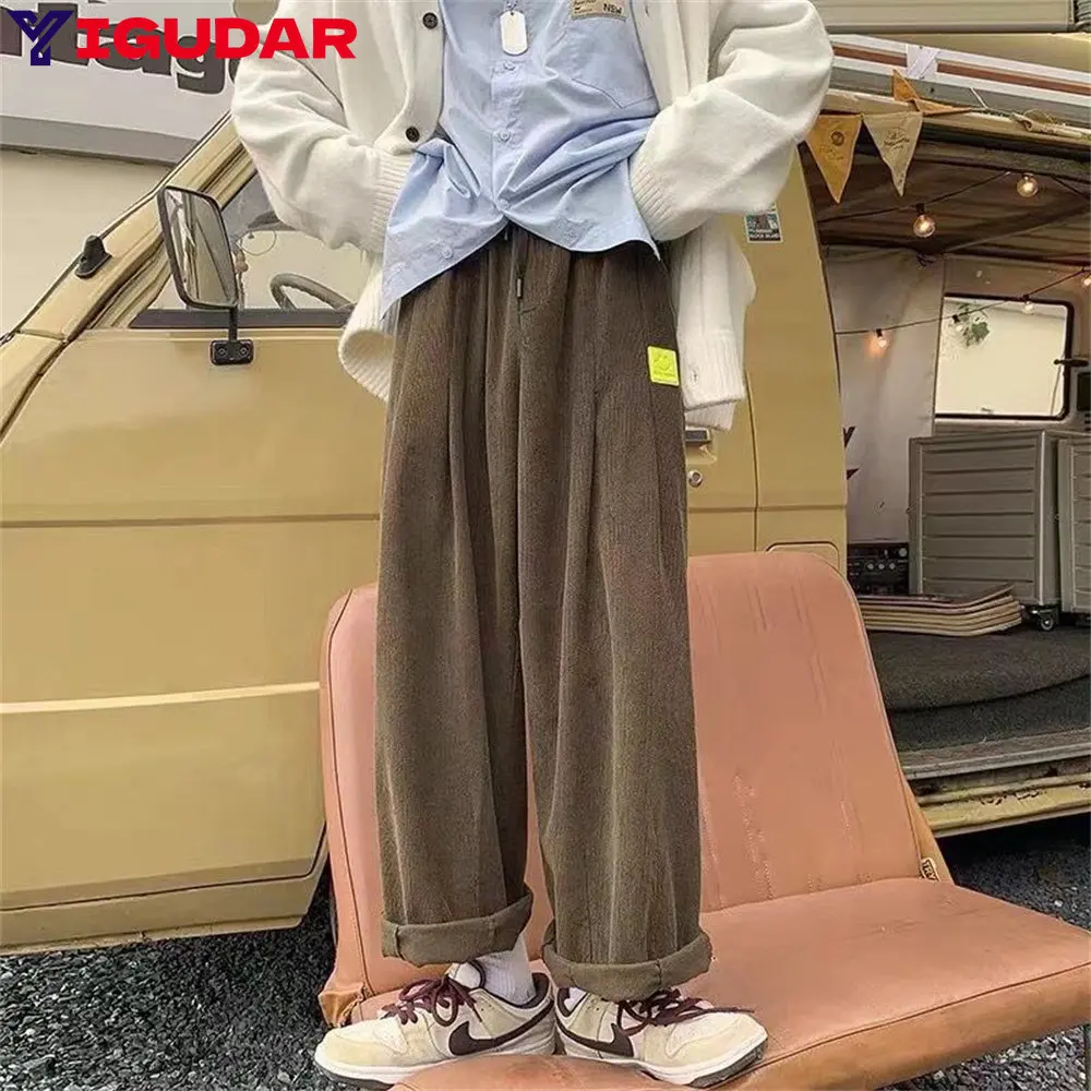 Spring Men Women Corduroy Pants Korean Solid Color Tie Leg Straight Cropped Trouser Hip Hop Streetwear Casual Pants Male
Spring Men Women Corduroy Pants Korean Solid Color Tie Leg Straight Cropped Trouser Hip Hop Streetwear Casual Pants Male