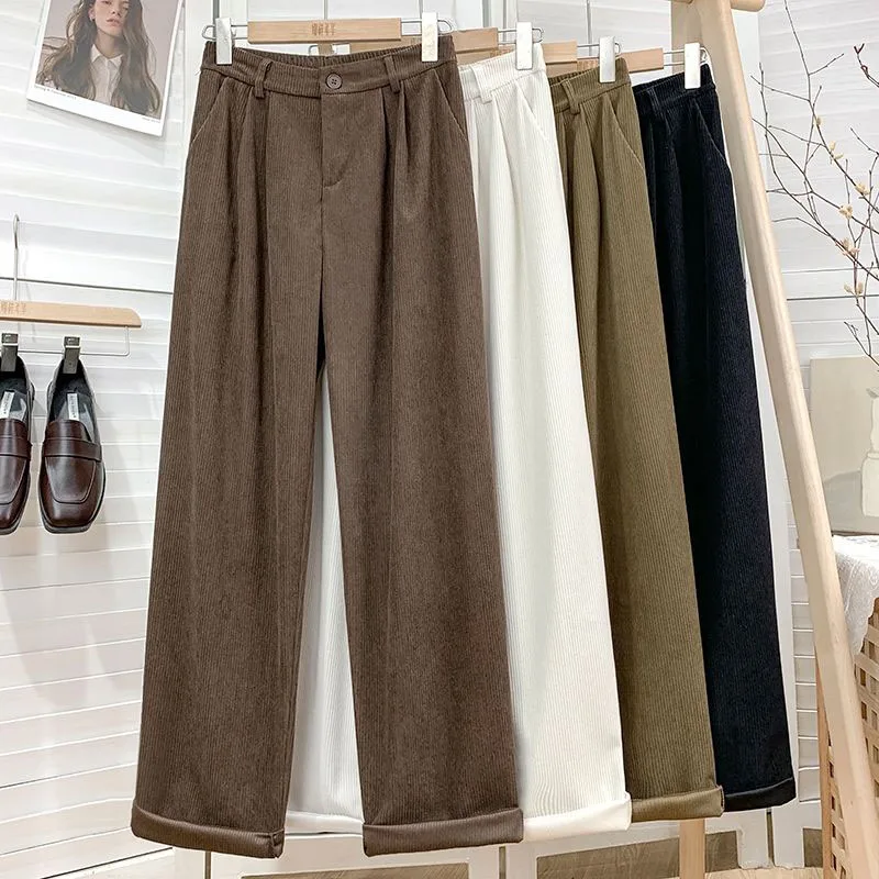 2023 Autumn Winter Fashion Women Trousers Corduroy High Waist Slim Simple Straight Pants Office Lady Loose Thicken Warm Trousers
2023 Autumn Winter Fashion Women Trousers Corduroy High Waist Slim Simple Straight Pants Office Lady Loose Thicken Warm Trousers