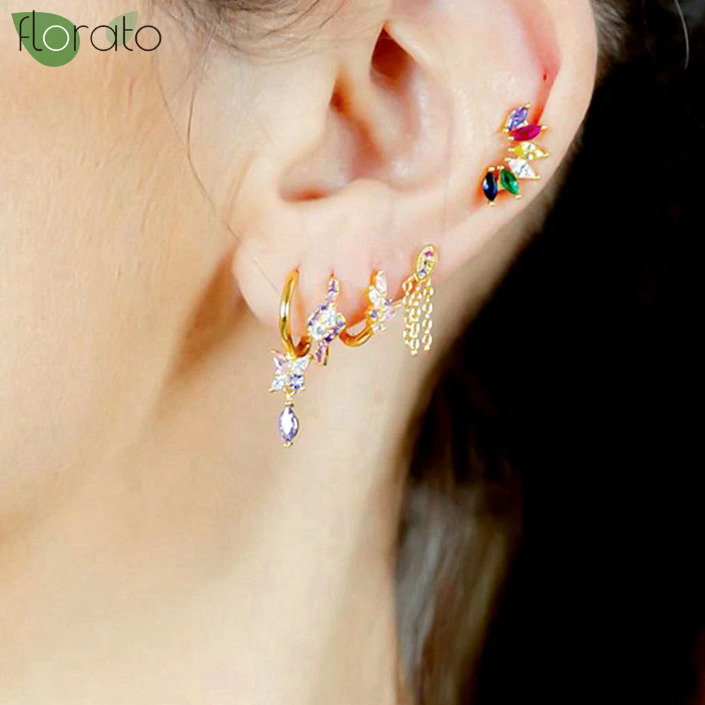 925 Sterling Silver Needle Elegant Purple Butterfly Pendant Earrings Fashion Small Hoop Earrings for Women Luxury Zircon Jewelry
925 Sterling Silver Needle Elegant Purple Butterfly Pendant Earrings Fashion Small Hoop Earrings for Women Luxury Zircon Jewelry