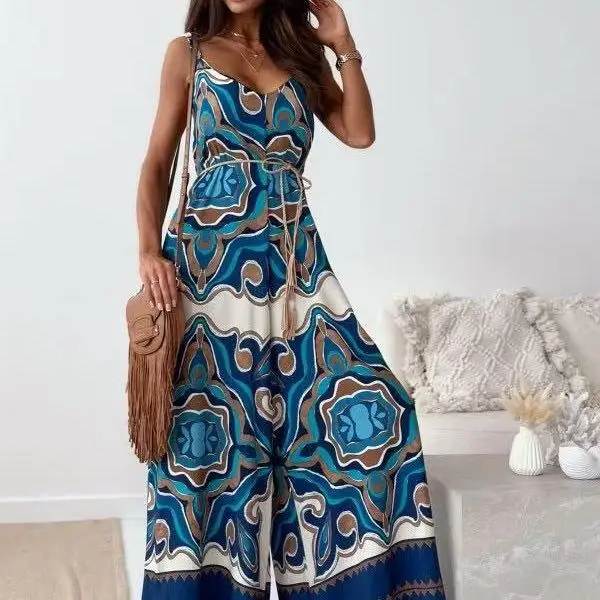Summer 2025 Cross-Border Women's Romper with Belt Large Flared Pants Cleanfit Style PVC Material for Middle-Aged Women
Summer 2025 Cross-Border Women's Romper with Belt Large Flared Pants Cleanfit Style PVC Material for Middle-Aged Women