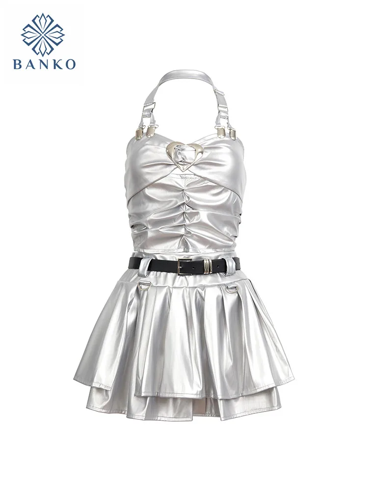 High Quality Fashion Outfits 2 Piece Skirt Set Silver Halter Top Kpop + High Waist Pleated Skirt With Belt Elegant Party Prom
High Quality Fashion Outfits 2 Piece Skirt Set Silver Halter Top Kpop + High Waist Pleated Skirt With Belt Elegant Party Prom