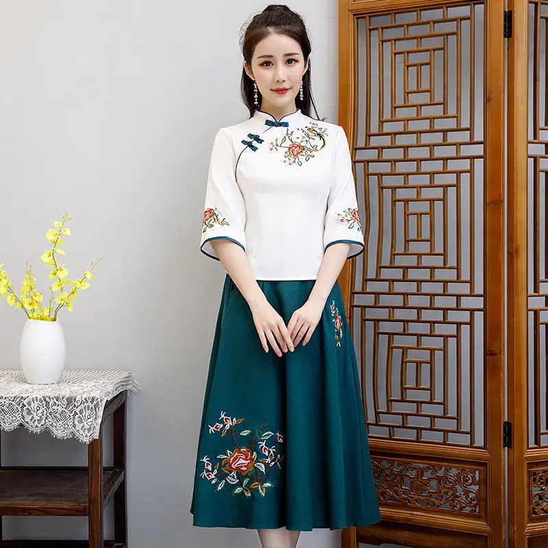 Hanfu Female Improved Tang Suit Cheongsam Dress Chinese Style Qipao Dress Suit Two-Piece
Hanfu Female Improved Tang Suit Cheongsam Dress Chinese Style Qipao Dress Suit Two-Piece