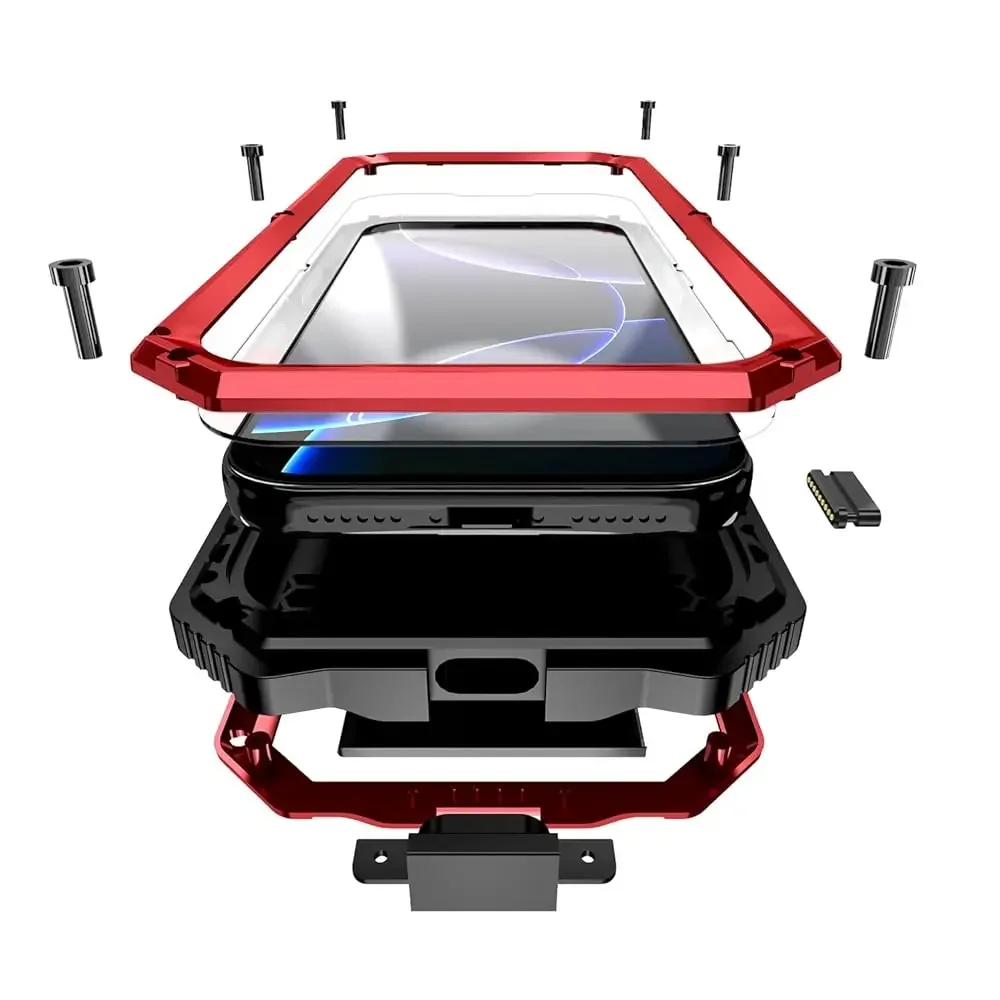 Heavy Duty Metal Phone Case for iPhone 17 Pro Aluminum Silicone Armor Full Body Tough Rugged Military Grade Cover with Camera
Heavy Duty Metal Phone Case for iPhone 17 Pro Aluminum Silicone Armor Full Body Tough Rugged Military Grade Cover with Camera