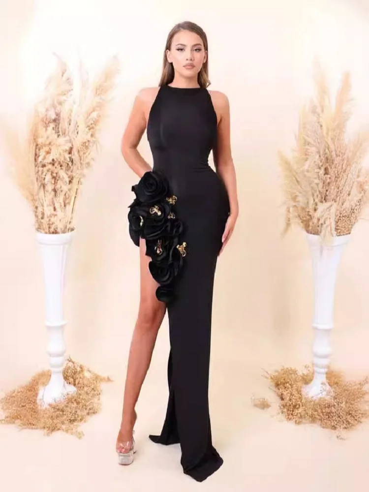 2025 Women Celebrity Sexy Sleeveless O Neck Split Flowers Loose Black Dress Elegant Evening Club Party Outfit
2025 Women Celebrity Sexy Sleeveless O Neck Split Flowers Loose Black Dress Elegant Evening Club Party Outfit