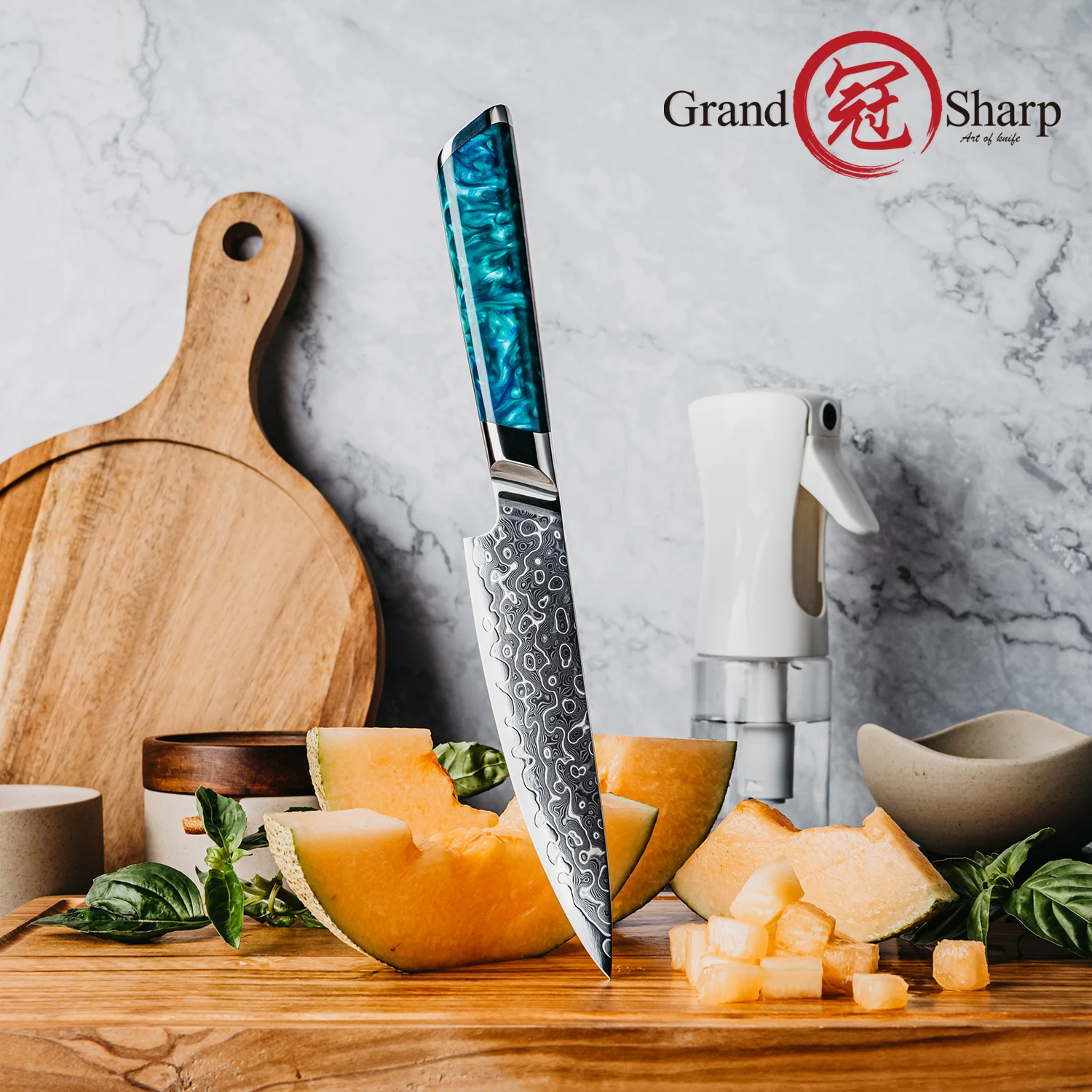 Grandsharp 5''Utility Knife 129 Layers Damascus Steel 10Cr15MoV Core Resin Handle Full Tang Construction Ideal For Cutting Fruit
Grandsharp 5''Utility Knife 129 Layers Damascus Steel 10Cr15MoV Core Resin Handle Full Tang Construction Ideal For Cutting Fruit