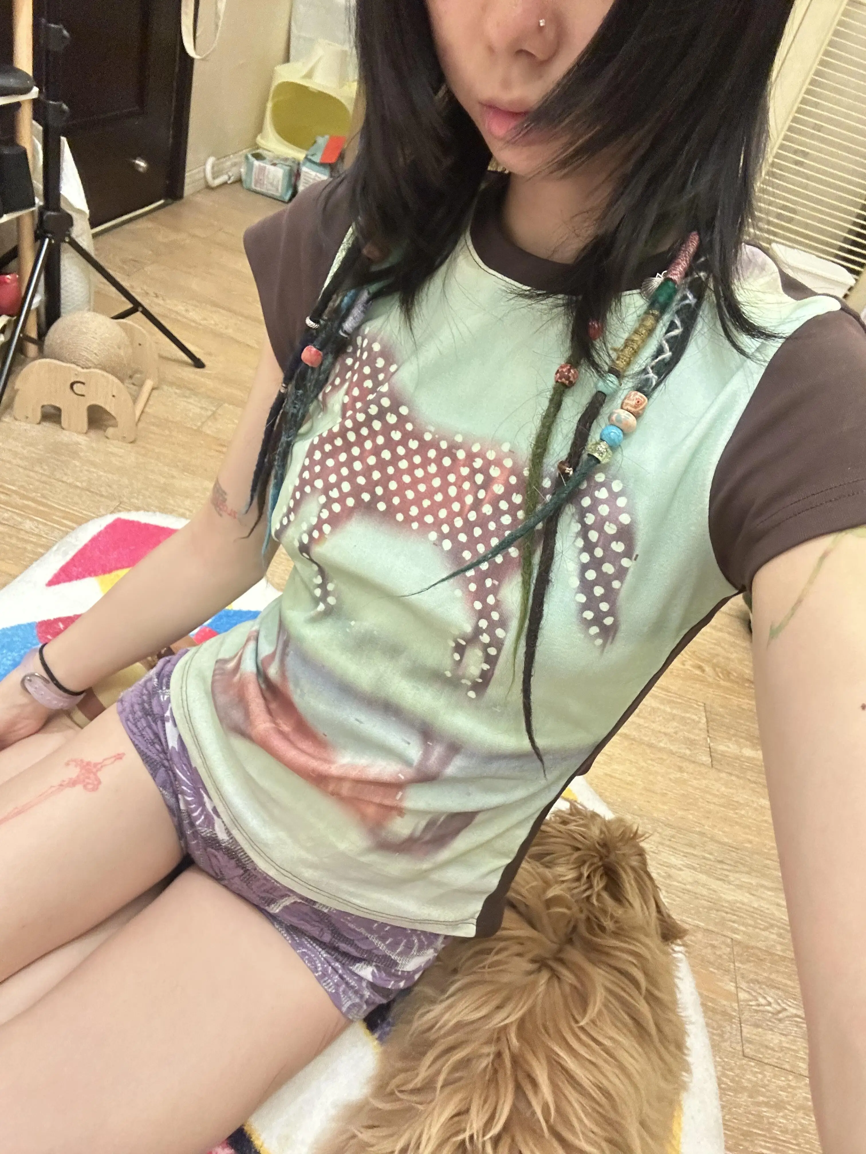 Retro American Summer Graffiti Polka Dot Print Spliced Color Slim Short Sleeve T-Shirt Short Women's Casual Fit Cotton
Retro American Summer Graffiti Polka Dot Print Spliced Color Slim Short Sleeve T-Shirt Short Women's Casual Fit Cotton