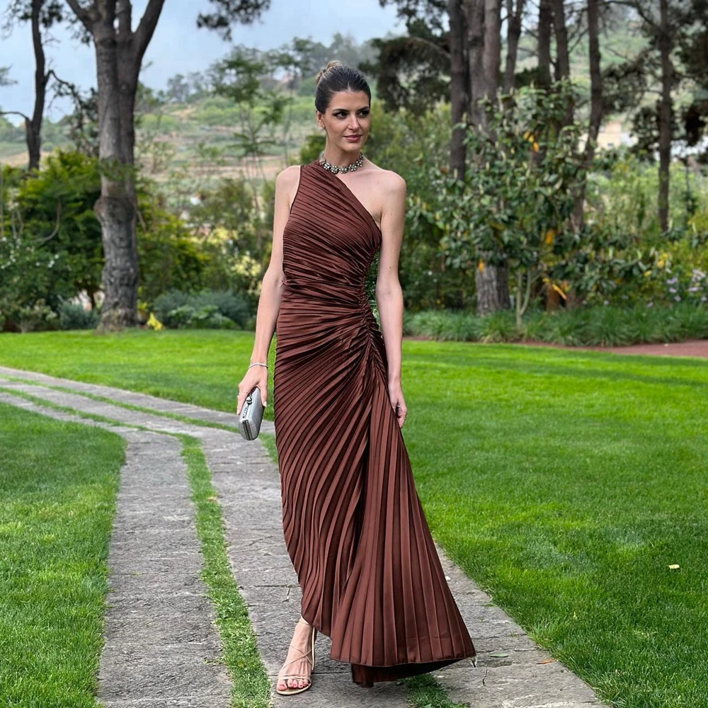 One Shoulder Pleated Satin Prom Dresses Elegant Sleeveless Long Formal Party Dress High Quality Taffeta Female Evening Gown
One Shoulder Pleated Satin Prom Dresses Elegant Sleeveless Long Formal Party Dress High Quality Taffeta Female Evening Gown