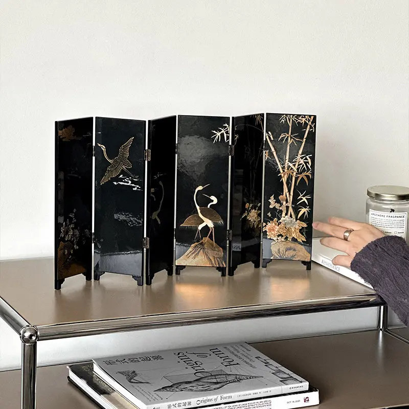 Modern Vintage Chinese Style Lacquer Screen Unique Small-Scale Desktop Ornament Tabletop Divider Decor Artistic Home Accent
Modern Vintage Chinese Style Lacquer Screen Unique Small-Scale Desktop Ornament Tabletop Divider Decor Artistic Home Accent