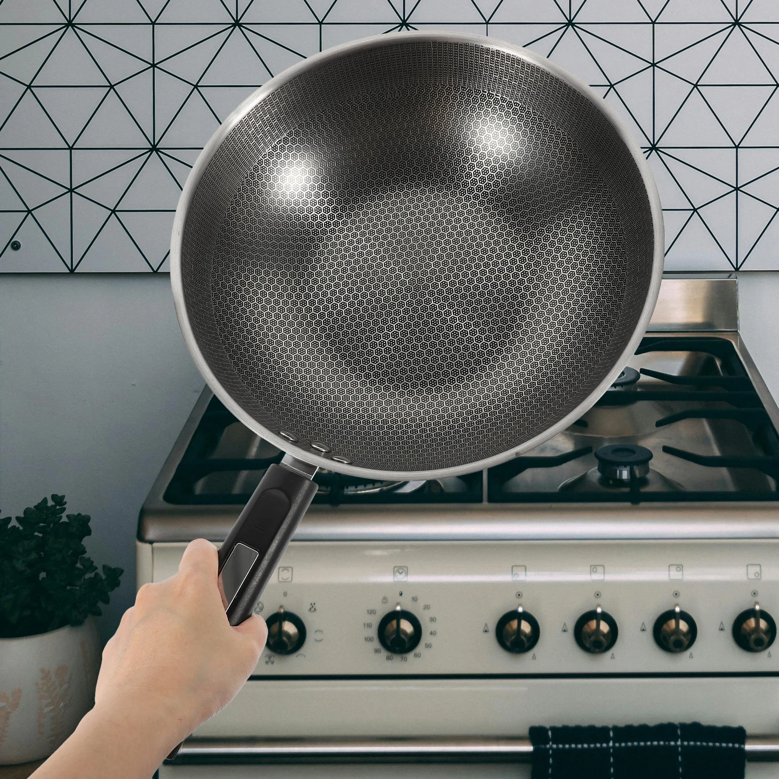 Stainless Steel Wok Cooking Pan Honeycomb Frying Pans Egg Cooker Grilled Non Stick 
Stainless Steel Wok Cooking Pan Honeycomb Frying Pans Egg Cooker Grilled Non Stick