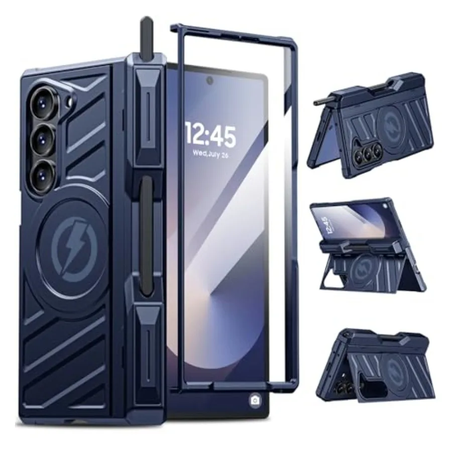 Профессиональный прочный чехол для Galaxy-Fold-6: 360 ° Полная защита корпуса с магнитной подставкой, защитой шарниров и держателем для S Pen
Профессиональный прочный чехол для Galaxy-Fold-6: 360 ° Полная защита корпуса с магнитной подставкой, защитой шарниров и держателем для S Pen