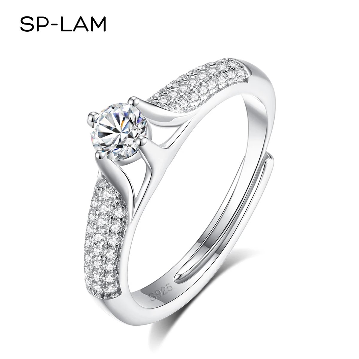 SP-LAM Moissanite Ring S925 Sterling Silver Adjustable Paved Band Wedding Jewelry VVS1 D Color Certificate 0.3CT
SP-LAM Moissanite Ring S925 Sterling Silver Adjustable Paved Band Wedding Jewelry VVS1 D Color Certificate 0.3CT
