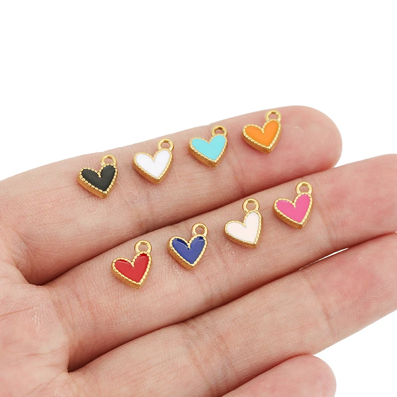 10pcs Stainless Steel Cute Colorful Charms Small Heart Gold Plated Enamel Pendant for DIY Bracelet Necklaces Jewelry Making
10pcs Stainless Steel Cute Colorful Charms Small Heart Gold Plated Enamel Pendant for DIY Bracelet Necklaces Jewelry Making