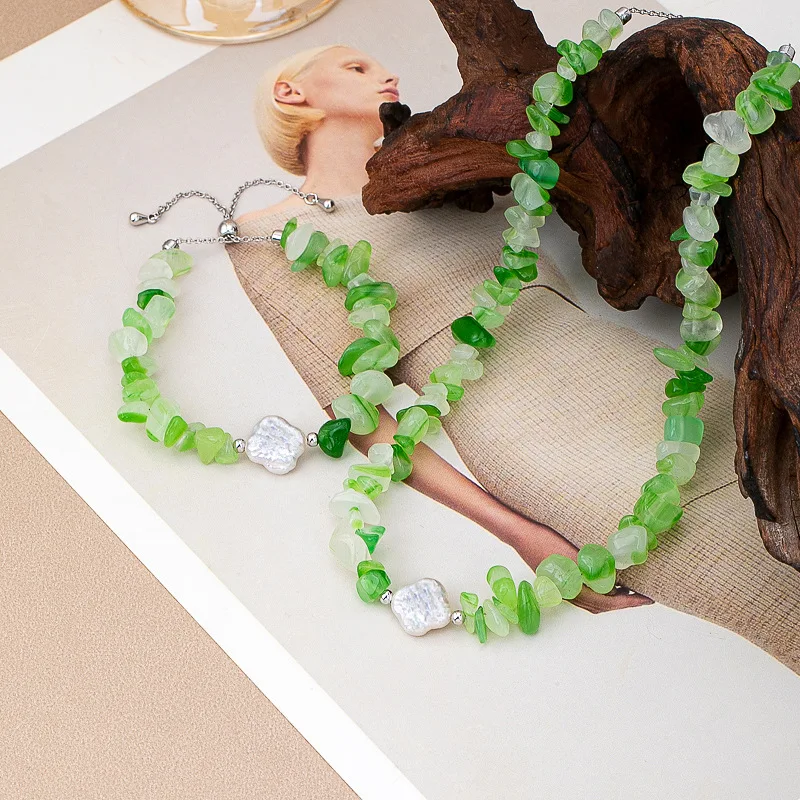 Summer Holiday Beach Bohemia Style Green Gravel Stone Baroque Pearl Pendant Rubber Zipper Adjustable Bracelet Necklace Ins Style
Summer Holiday Beach Bohemia Style Green Gravel Stone Baroque Pearl Pendant Rubber Zipper Adjustable Bracelet Necklace Ins Style