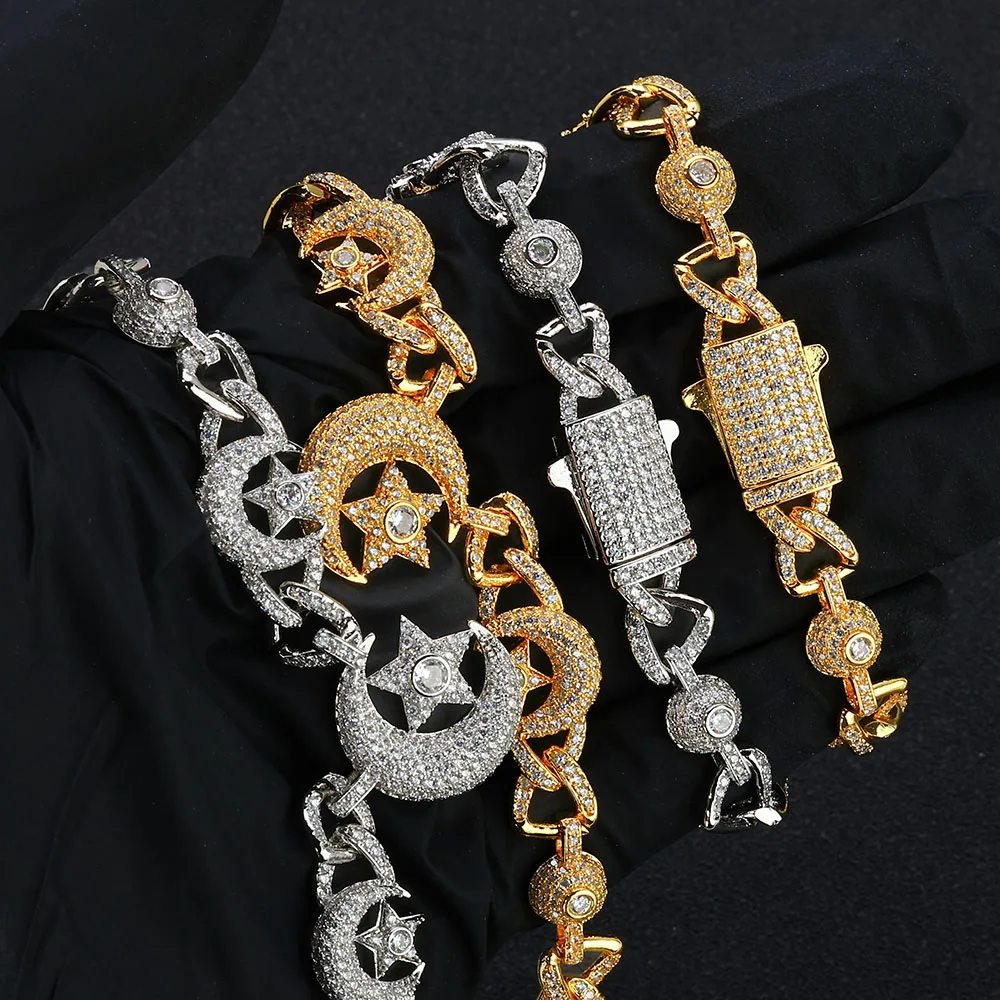 Ladies' necklace Hip Hop Necklace With Sparkling Luxury Moon And Stars Specially Designed 18K Gold-Plated ice Chain Necklace
Ladies' necklace Hip Hop Necklace With Sparkling Luxury Moon And Stars Specially Designed 18K Gold-Plated ice Chain Necklace