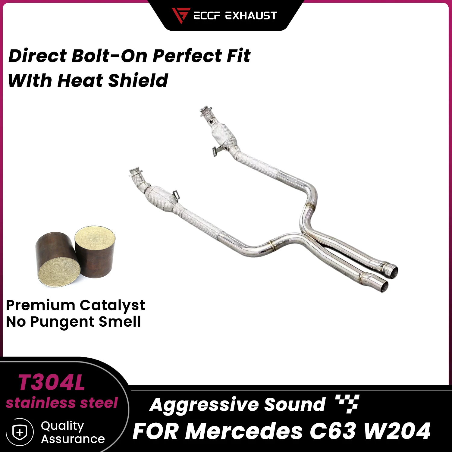 Lightweight ECCF Stainless Steel Downpipe With Heat Shield For Mercedes C63 W204 Race Sound Performance Upgrade
Lightweight ECCF Stainless Steel Downpipe With Heat Shield For Mercedes C63 W204 Race Sound Performance Upgrade