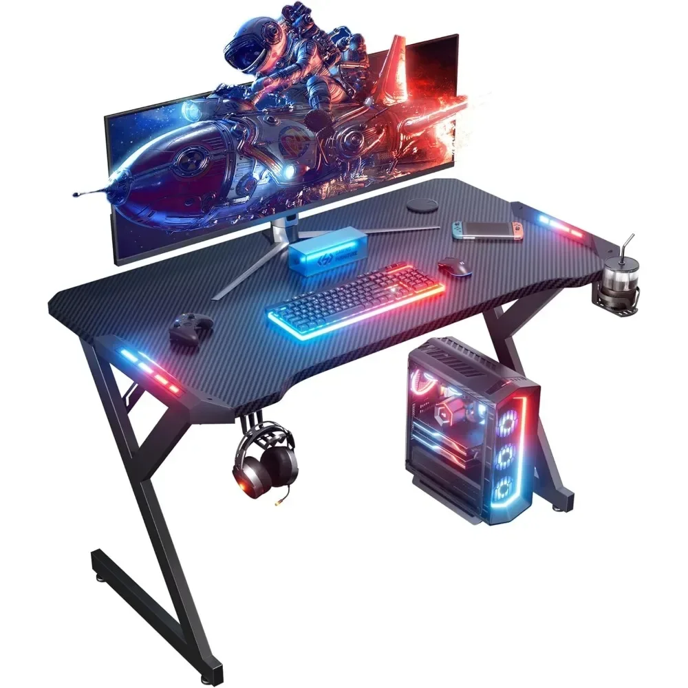 40 INCH Gaming Desk with LED Lights, Home Office Gamer Desk, Ergonomic Computer Table with Large Carbon Fiber Desktop
40 INCH Gaming Desk with LED Lights, Home Office Gamer Desk, Ergonomic Computer Table with Large Carbon Fiber Desktop