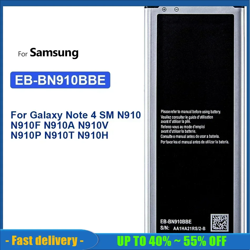 Batteries For Samsung Galaxy Note 4 Note4 SM N910 N910F N910A N910V N910P N910T N910H EB-BN910BBE 3220mAh Mobile Phone Batteries
Batteries For Samsung Galaxy Note 4 Note4 SM N910 N910F N910A N910V N910P N910T N910H EB-BN910BBE 3220mAh Mobile Phone Batteries