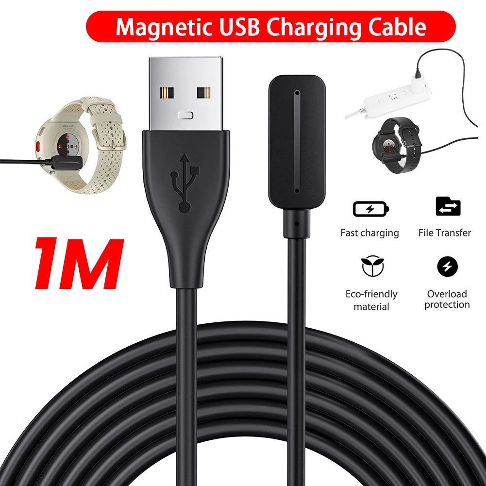 Магнитный USB-кабель для зарядки, 1 м, 2-контактный адаптер питания, сменный кабель для зарядки для Polar Pacer/Pacer Pro
Магнитный USB-кабель для зарядки, 1 м, 2-контактный адаптер питания, сменный кабель для зарядки для Polar Pacer/Pacer Pro