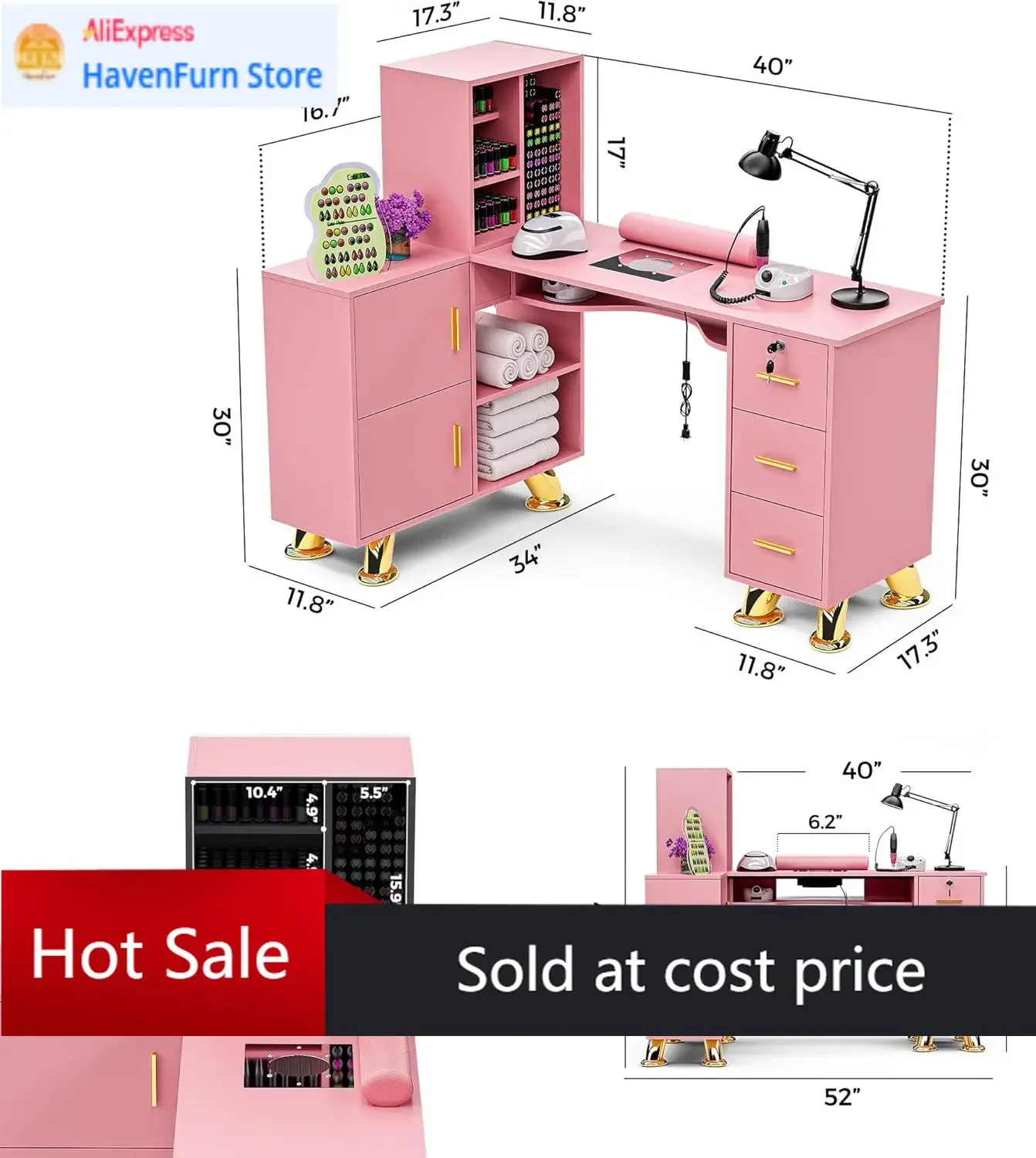 Activity priceManicure Table Nail Station w/Dust Collector - L-Shaped Nail Tech Table with Shelves, Storage Cabinets, Drawers, M
Activity priceManicure Table Nail Station w/Dust Collector - L-Shaped Nail Tech Table with Shelves, Storage Cabinets, Drawers, M