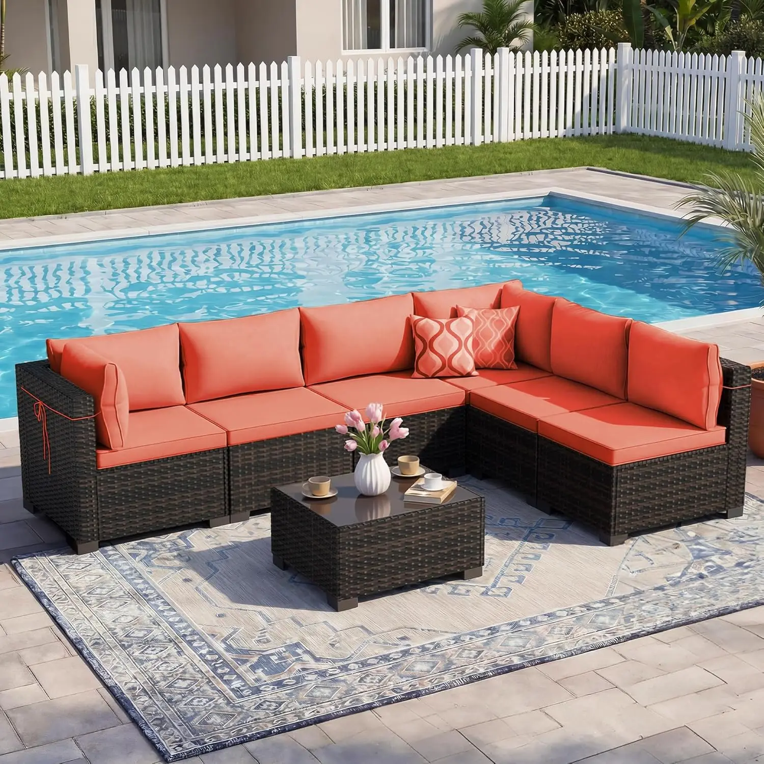 7pcs Outdoor Patio Furniture Sets,Rattan Conversation Sectional Set,Manual Weaving Wicker Patio Sofa with Tea Table
7pcs Outdoor Patio Furniture Sets,Rattan Conversation Sectional Set,Manual Weaving Wicker Patio Sofa with Tea Table