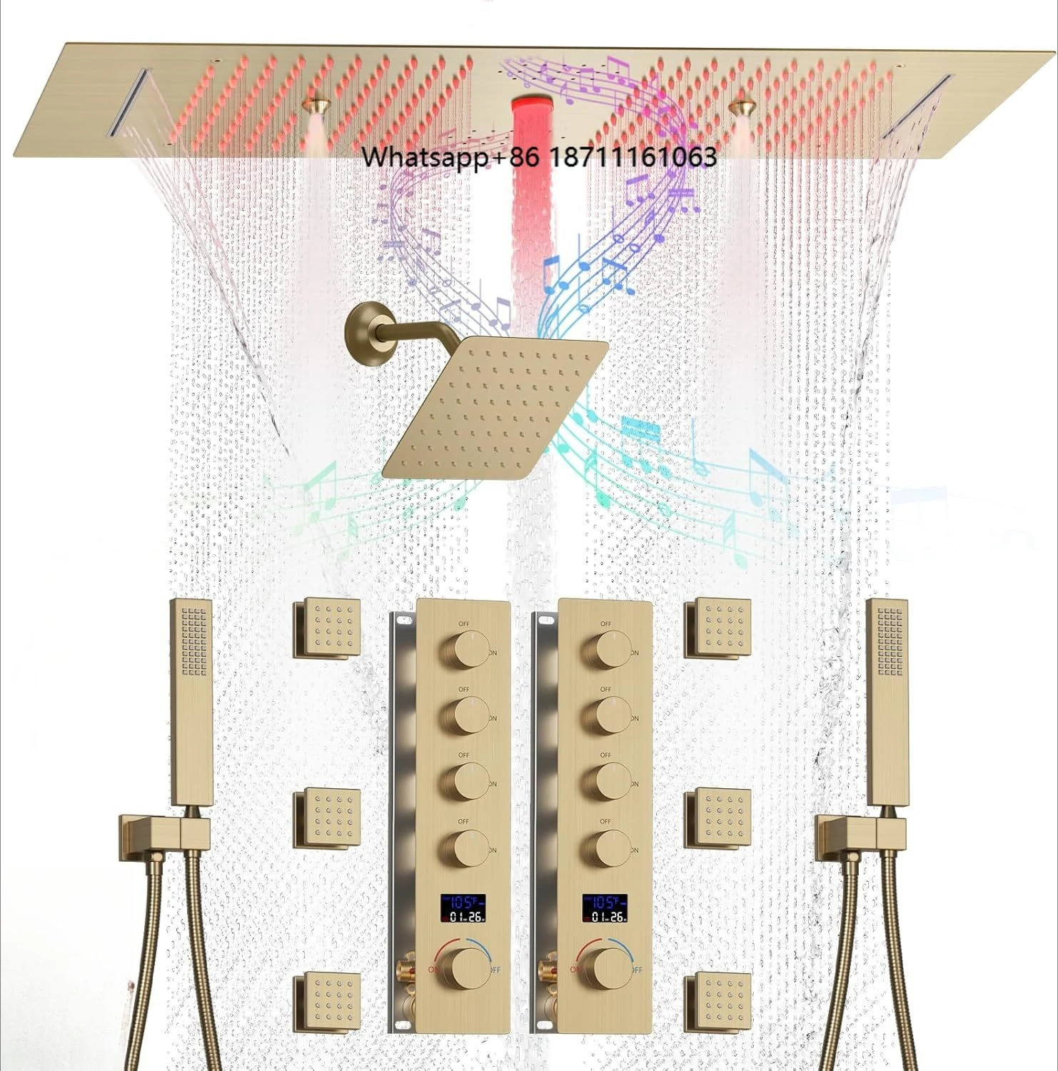 Modern Rain Waterfall Thermostatic Shower System with Hand Showers and Diverter Chrome Finish Eco-Friendly Bathroom Faucet Set
Modern Rain Waterfall Thermostatic Shower System with Hand Showers and Diverter Chrome Finish Eco-Friendly Bathroom Faucet Set