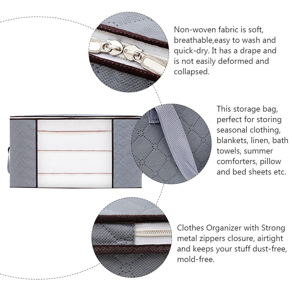 Clothes Storage Bags Large Blanket Linen Bag Non-woven Fabric Zippered Tote Organizer for Sweaters Bedding Dust-free Mold-free 
Clothes Storage Bags Large Blanket Linen Bag Non-woven Fabric Zippered Tote Organizer for Sweaters Bedding Dust-free Mold-free