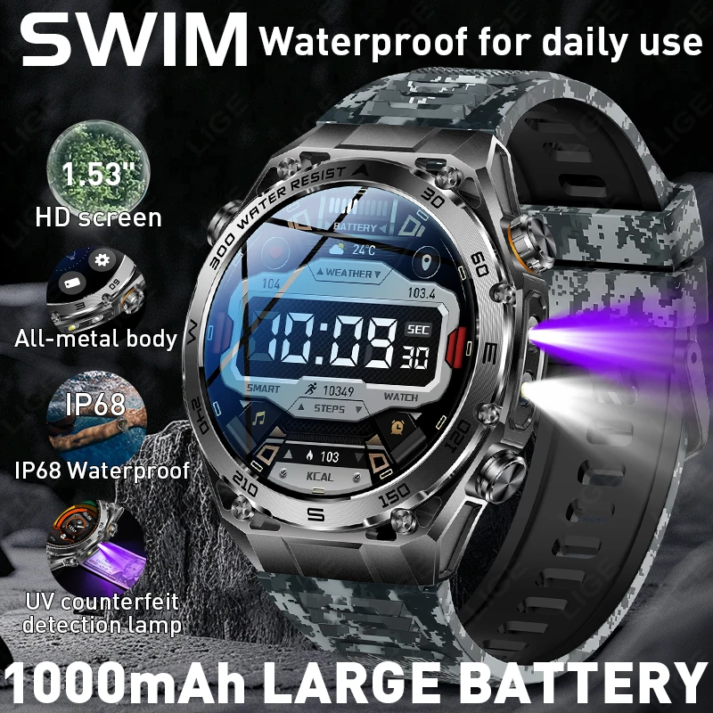 LIGE Smart Sports Watch 1.53”HD Screen LED Flashlight 1000mAh Large Battery Wireless Call Bracelet Waterproof Fitness Smartwatch
LIGE Smart Sports Watch 1.53”HD Screen LED Flashlight 1000mAh Large Battery Wireless Call Bracelet Waterproof Fitness Smartwatch