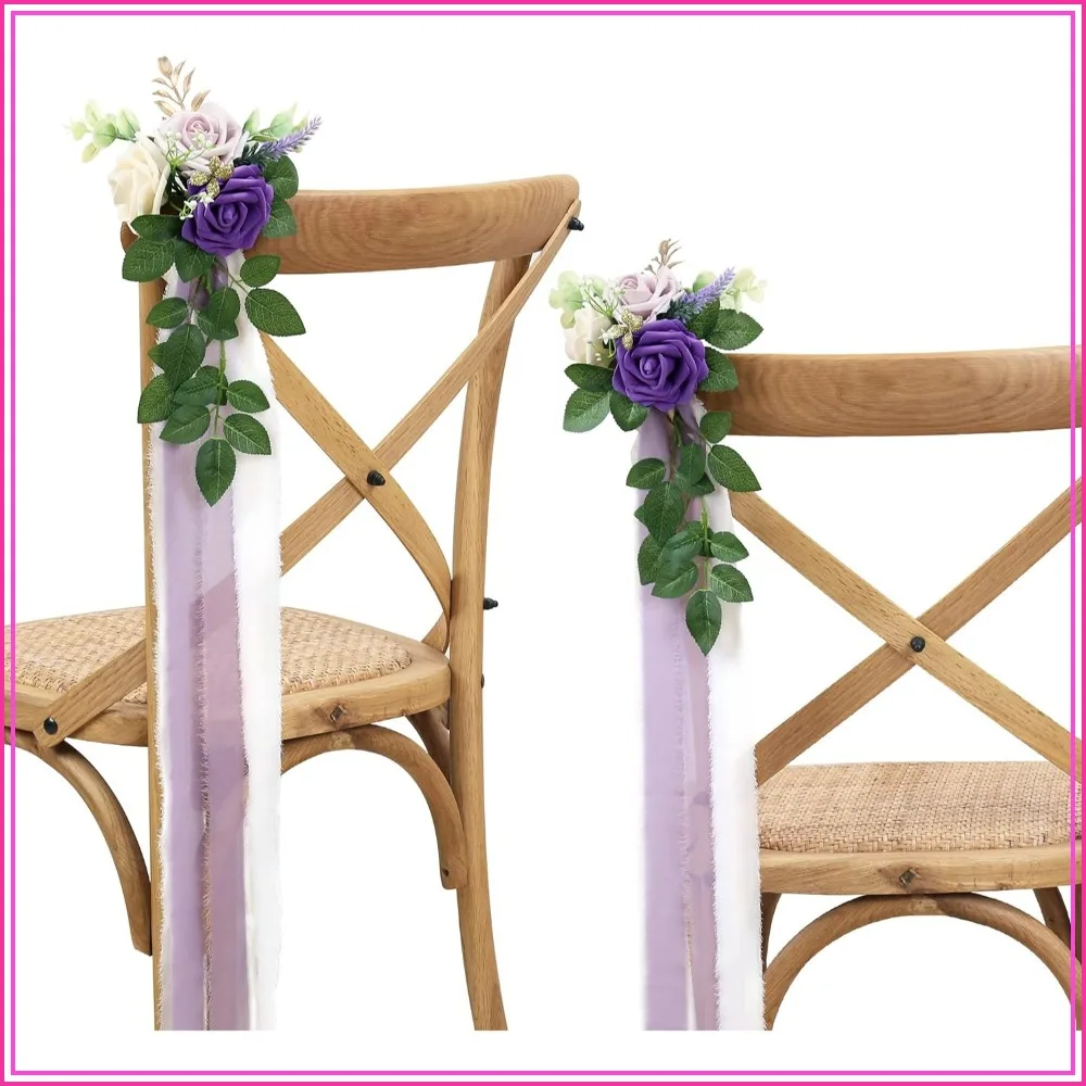 Wedding Aisle Decorations Set of 10 Pew Flowers Church Chair Decor Party with Artificial Eucalyptus Ribbons Purple
Wedding Aisle Decorations Set of 10 Pew Flowers Church Chair Decor Party with Artificial Eucalyptus Ribbons Purple