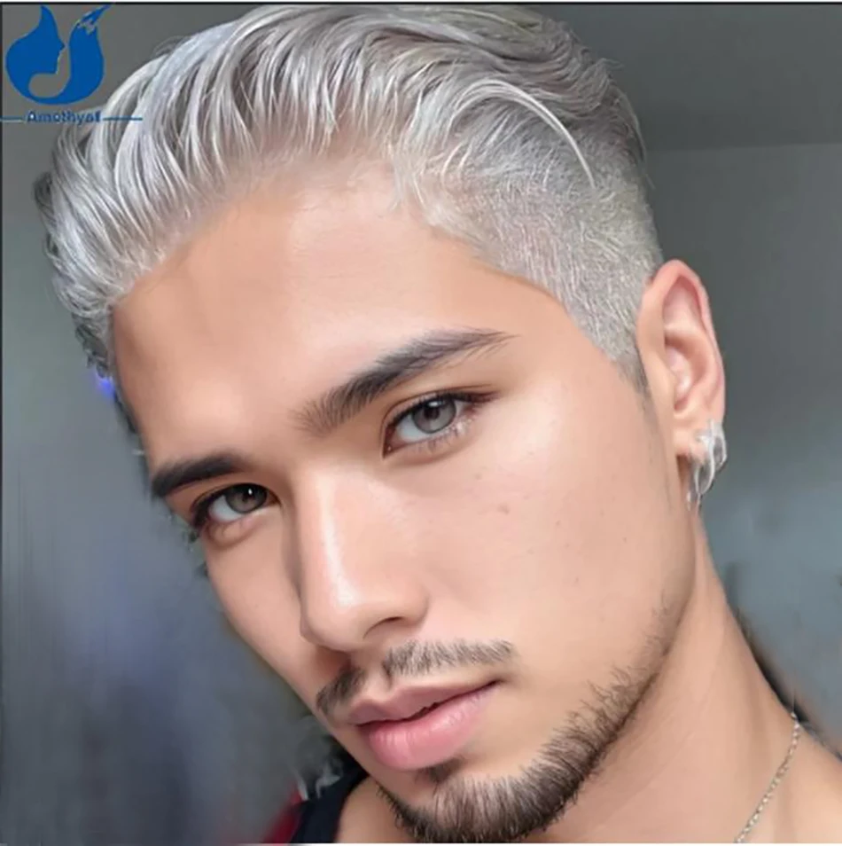 Amethyst Platinum Ash Blonde Men's Wig Short Pixie Cut Human Hair with Sideburns Shaved #60 Colored Remy Male Hair Wig
Amethyst Platinum Ash Blonde Men's Wig Short Pixie Cut Human Hair with Sideburns Shaved #60 Colored Remy Male Hair Wig