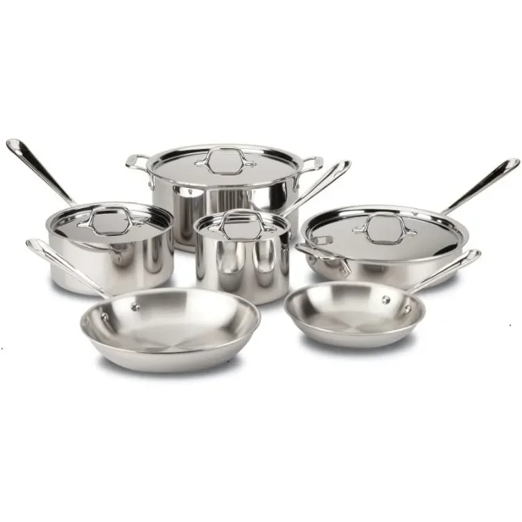 Stainless Steel Cookware Set 10 Piece, Induction Compatible, Oven Broiler Safe 600F, Kitchen Cooking Set w/ Fry Pans
Stainless Steel Cookware Set 10 Piece, Induction Compatible, Oven Broiler Safe 600F, Kitchen Cooking Set w/ Fry Pans