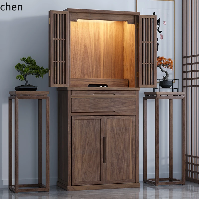 HXL solid wood casket stand cabinet black walnut casket household God of Wealth offering table
HXL solid wood casket stand cabinet black walnut casket household God of Wealth offering table