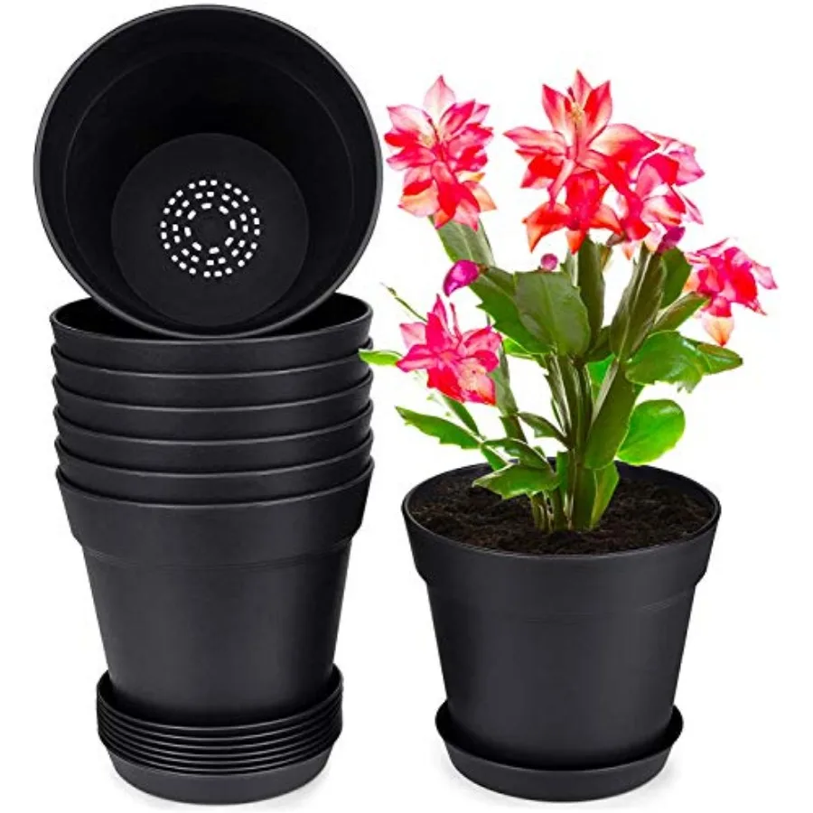 Pots for Plants 8 Pcs 7.5 Inch Plastic Planters with Multiple Drainage Holes and Tray - Plant Pots for All Home Garden Flower
Pots for Plants 8 Pcs 7.5 Inch Plastic Planters with Multiple Drainage Holes and Tray - Plant Pots for All Home Garden Flower