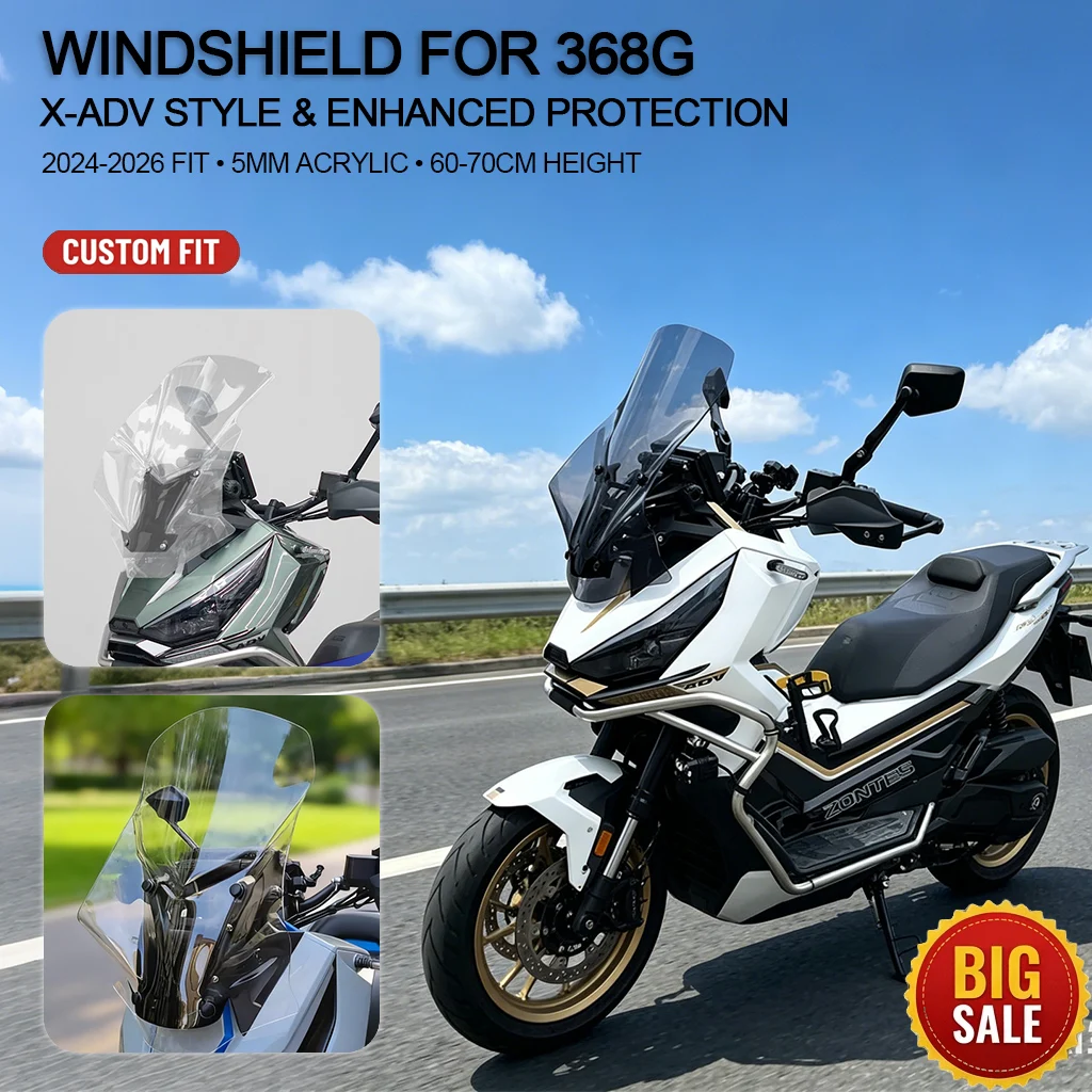 Motorcycle Windshield FOR Zontes 368G 2024 2025 2026 Front Windscreen Deflector Heightened Modified Wind Shield Accessories
Motorcycle Windshield FOR Zontes 368G 2024 2025 2026 Front Windscreen Deflector Heightened Modified Wind Shield Accessories