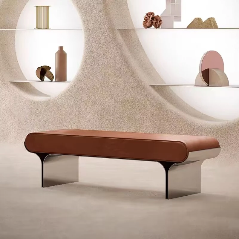 Light luxury leather art bed tail stool for household use, shoe stainless steel modern creative
Light luxury leather art bed tail stool for household use, shoe stainless steel modern creative