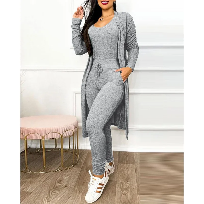 Elegant 2024 Women 3 Piece Set Female Tracksuit Casual Fashion Long Sleeve Long Cardigan + Top + Skinny Pants Outfits Streetwear
Elegant 2024 Women 3 Piece Set Female Tracksuit Casual Fashion Long Sleeve Long Cardigan + Top + Skinny Pants Outfits Streetwear