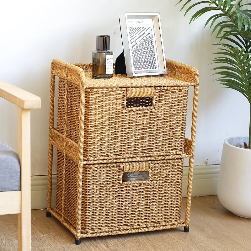 Bedroom Rattan Nightstand Living Room Multi-layer Storage Drawers Multifunctional Bedside Cabinet Compact Indoor Organizer Rack
Bedroom Rattan Nightstand Living Room Multi-layer Storage Drawers Multifunctional Bedside Cabinet Compact Indoor Organizer Rack