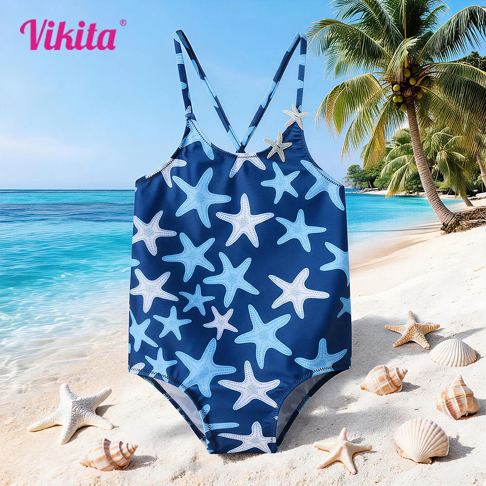 VIKITA Girls Swimwear One Piece Teens Starfish Print High Quality Beachwear for Kids Girls Camisole Swimsuit 4 To 10 Years Old
VIKITA Girls Swimwear One Piece Teens Starfish Print High Quality Beachwear for Kids Girls Camisole Swimsuit 4 To 10 Years Old