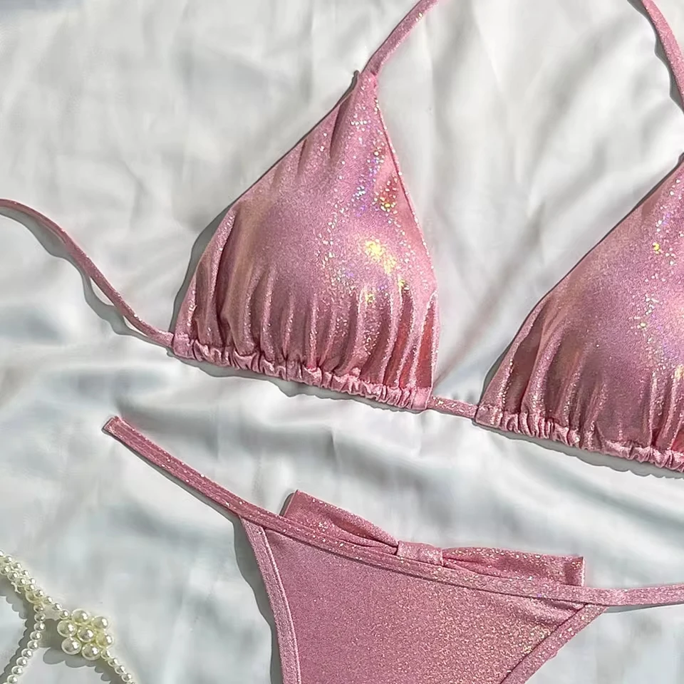 Glitter Sparkling Bow Halter Bikini Female Swimsuit Women Swimwear Two-pieces Bikini set Padded Bather Bathing Suit Swim
Glitter Sparkling Bow Halter Bikini Female Swimsuit Women Swimwear Two-pieces Bikini set Padded Bather Bathing Suit Swim