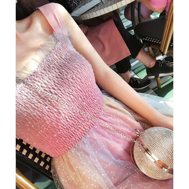 Sweet Frou Frou Spring Dress Women's Mid-Length A-Line Skirt Sequin Strapless Korean Style Commute Bright Thread Detail
Sweet Frou Frou Spring Dress Women's Mid-Length A-Line Skirt Sequin Strapless Korean Style Commute Bright Thread Detail