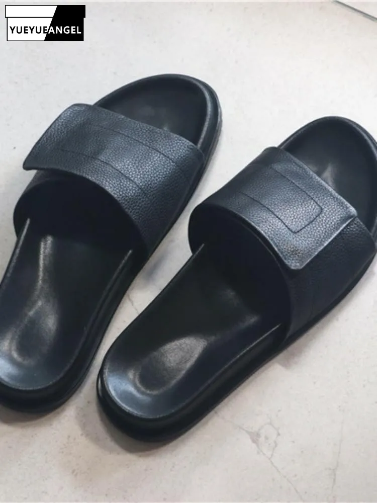 Leisure Men Open Toe Slip On Genuine Leather Hard Wearing Slides Shoes Fashion Solid Color Male Cowhide Platform Slippers
Leisure Men Open Toe Slip On Genuine Leather Hard Wearing Slides Shoes Fashion Solid Color Male Cowhide Platform Slippers
