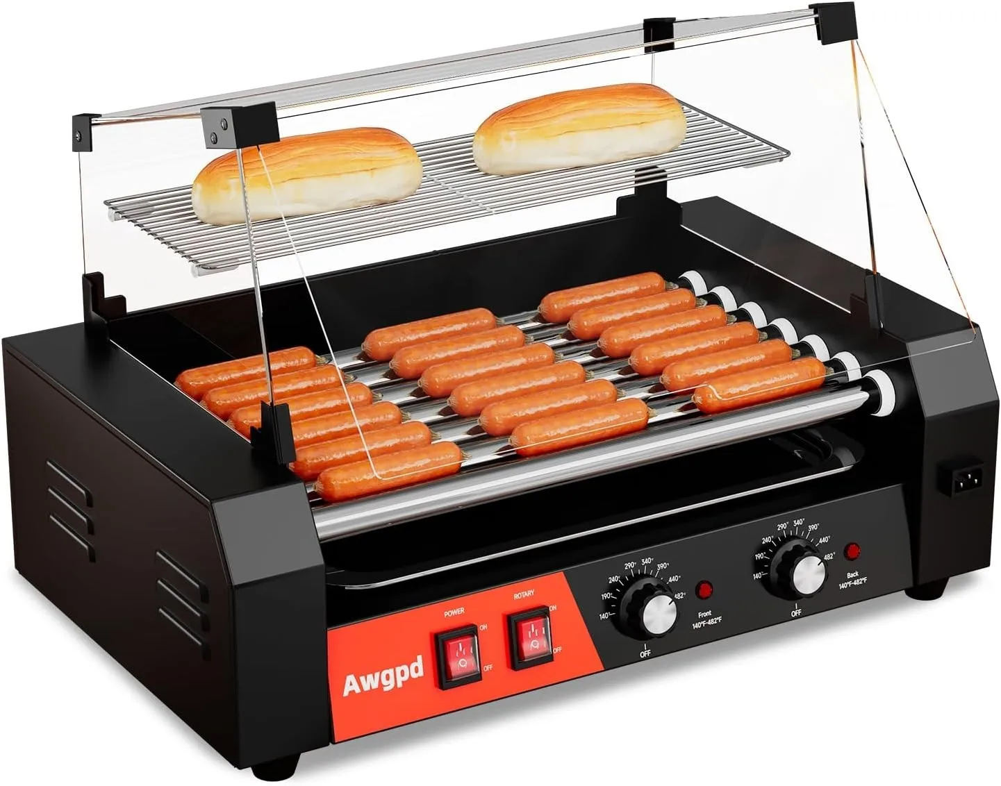 Hot Dog Roller 7 Rollers 18 Hot Dogs Capacity 1050W Stainless Sausage Grill Cook
Hot Dog Roller 7 Rollers 18 Hot Dogs Capacity 1050W Stainless Sausage Grill Cook