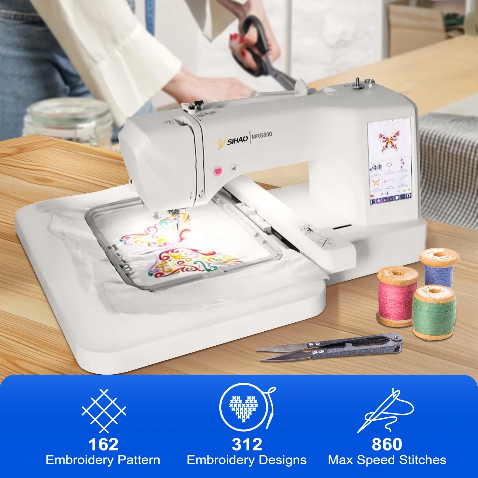 SIHAO Household Commercial Embroidery Machine Automatic Computerized LOGO MRS800 Electric Sewing Machine With With Touch Screen
SIHAO Household Commercial Embroidery Machine Automatic Computerized LOGO MRS800 Electric Sewing Machine With With Touch Screen